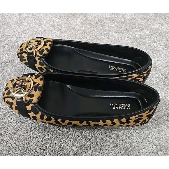 Michael Kors Fulton Leopard Print 100% Calf Hair Moccasin Loafer Flat Size 6.5 - Picture 3 of 10